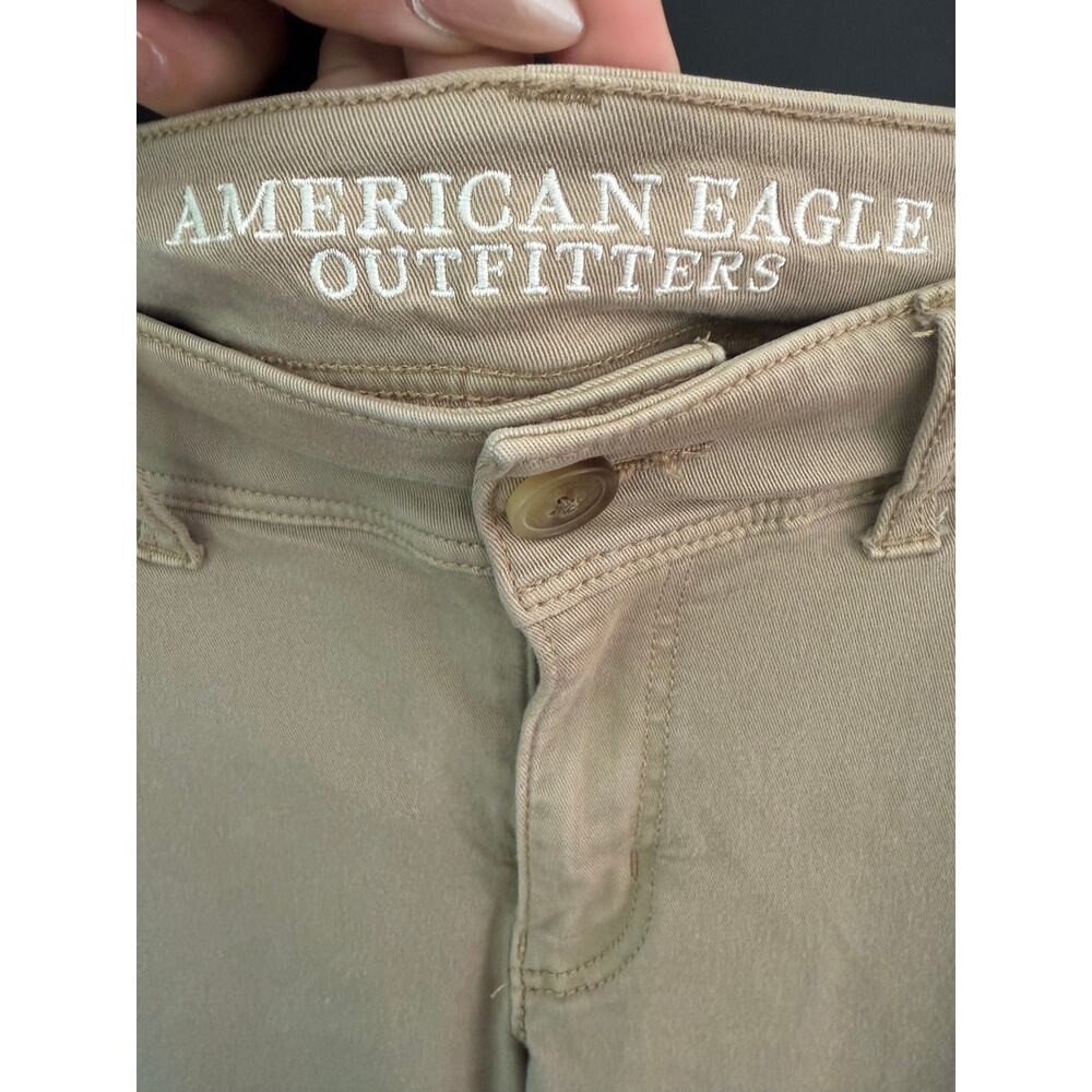 American Eagle Kick Boot Super Stretch Khaki Pants Size 8 Regular - Picture 4 of 8